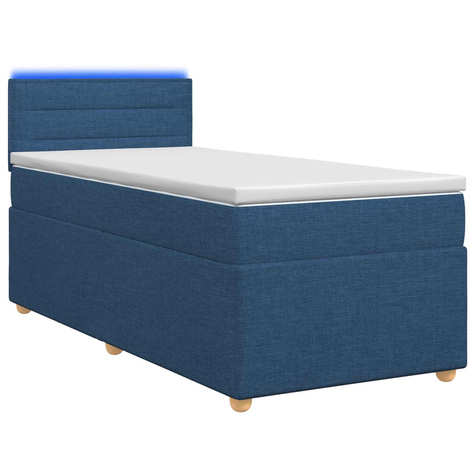Κρεβάτι box spring με στρώμα Μπλε 90 x 200 cm Ύφασμα - Pakobazaar