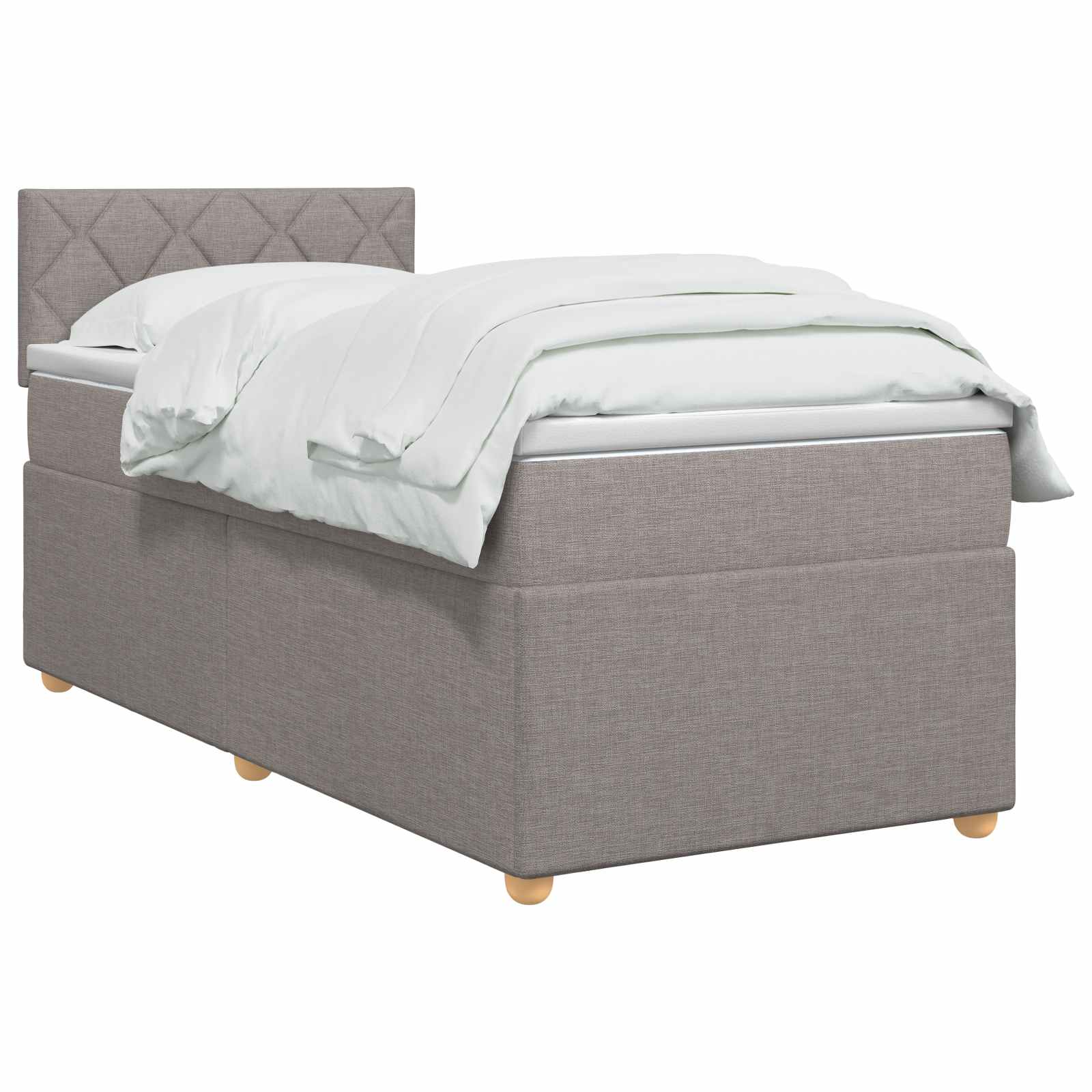 Κρεβάτι box spring με στρώμα Taupe 90 x 200 cm Ύφασμα - Pakobazaar