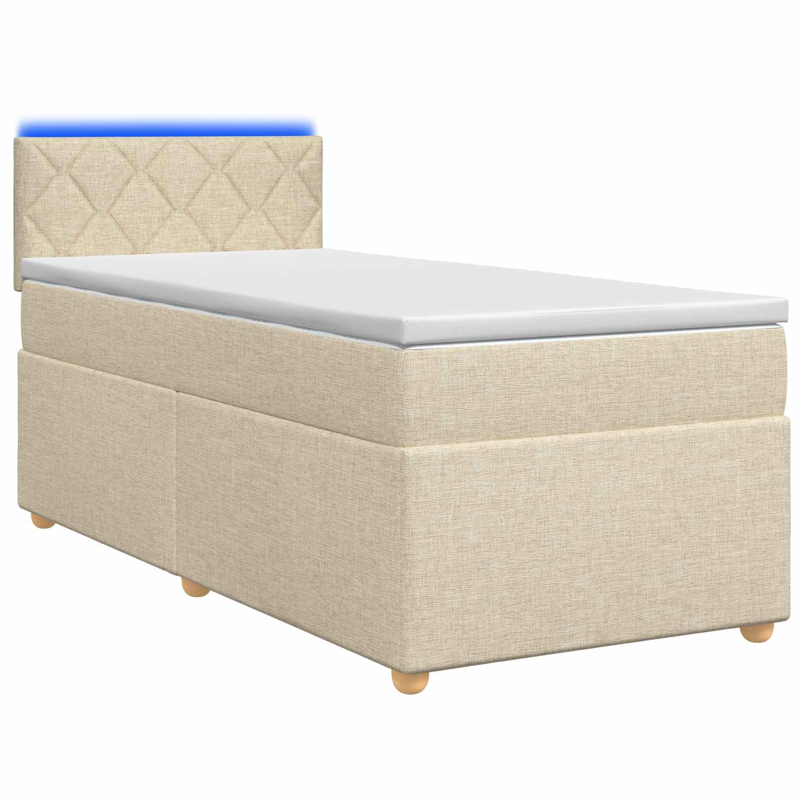 Κρεβάτι box spring με στρώμα Κρεμ 90 x 200 cm Ύφασμα - Pakobazaar