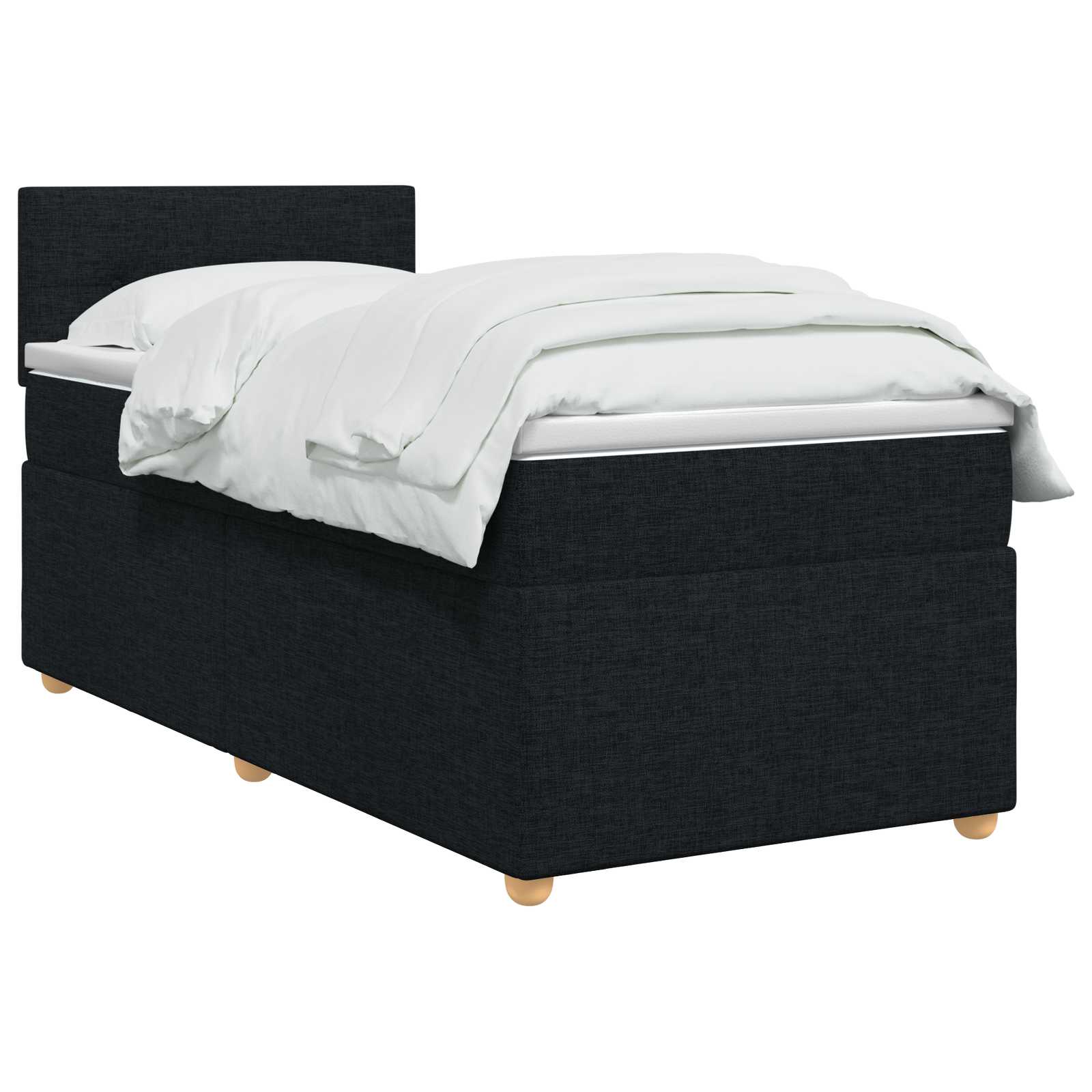 Κρεβάτι box spring με στρώμα Μαύρο 100 x 200 cm Ύφασμα - Pakobazaar