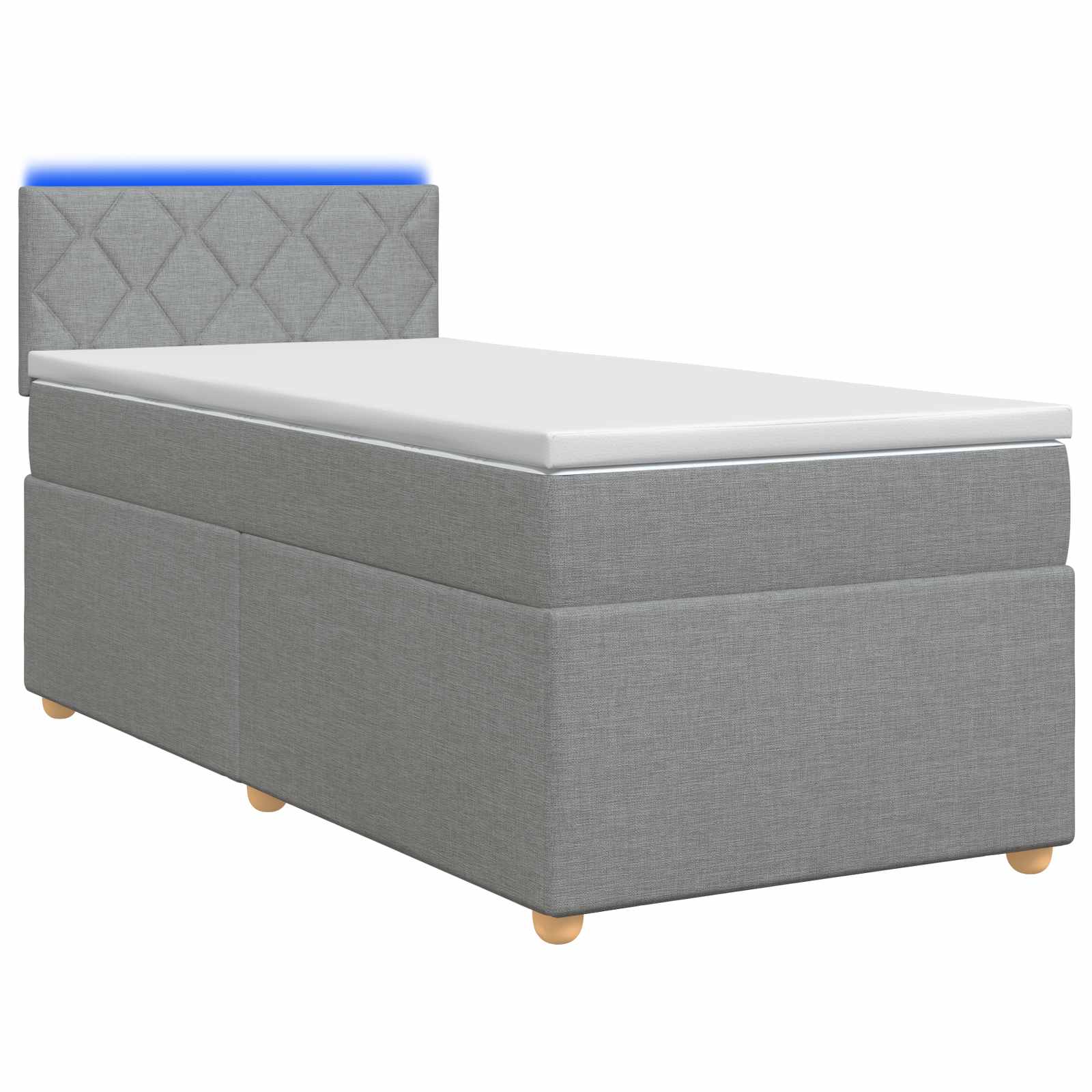Κρεβάτι box spring με στρώμα Ανοιχτό γκρι 100 x 200 cm Ύφασμα - Pakobazaar
