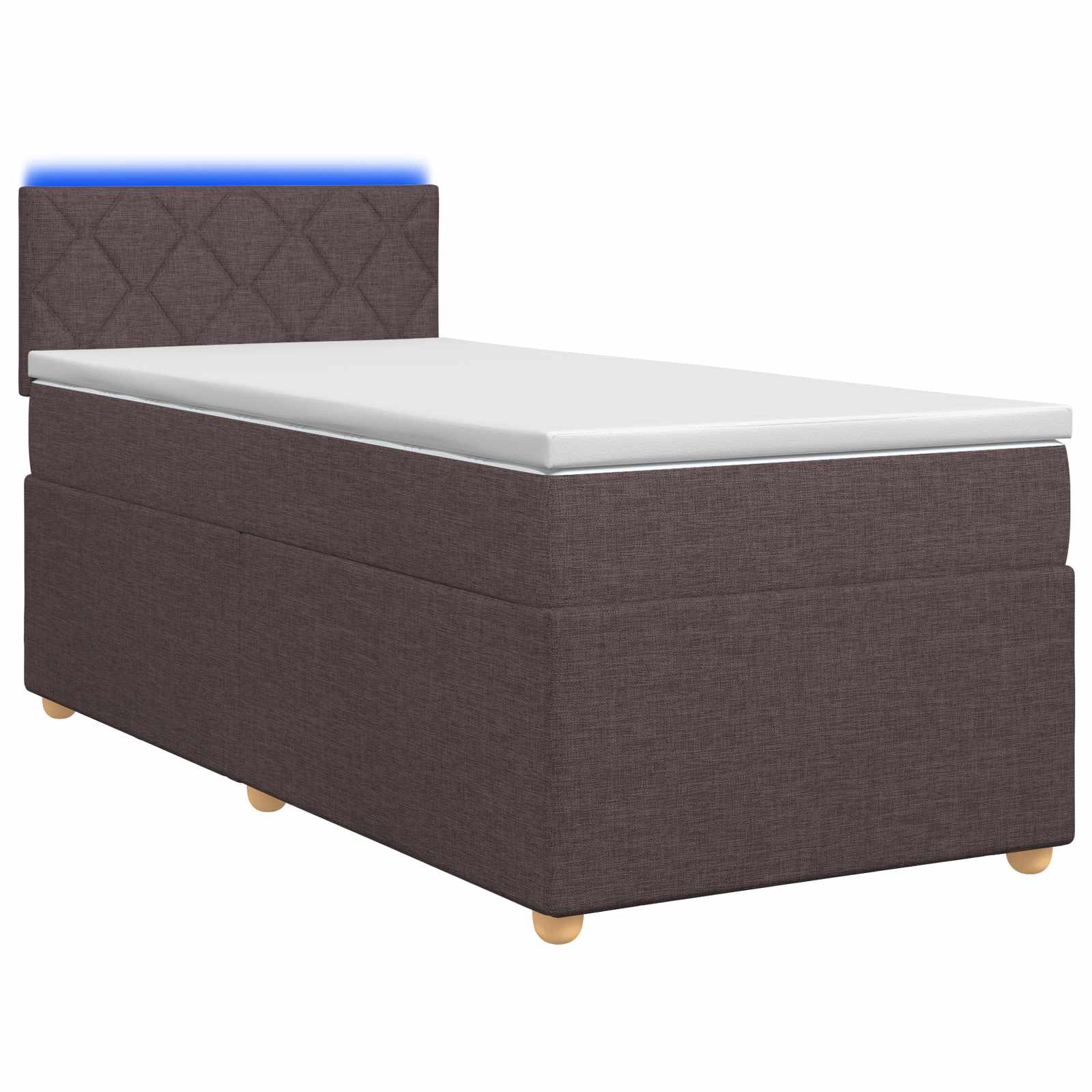 Κρεβάτι box spring με στρώμα Σκούρο Καφέ 100 x 200 cm Ύφασμα - Pakobazaar