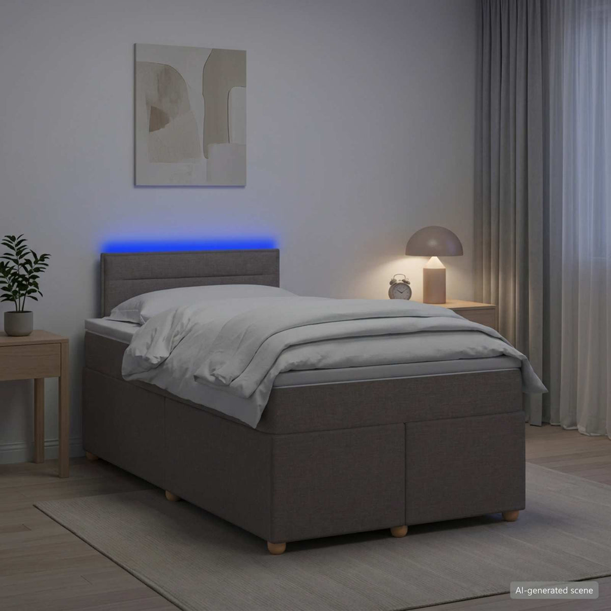 Κρεβάτι box spring με στρώμα Taupe 120 x 190 cm Ύφασμα - Pakobazaar