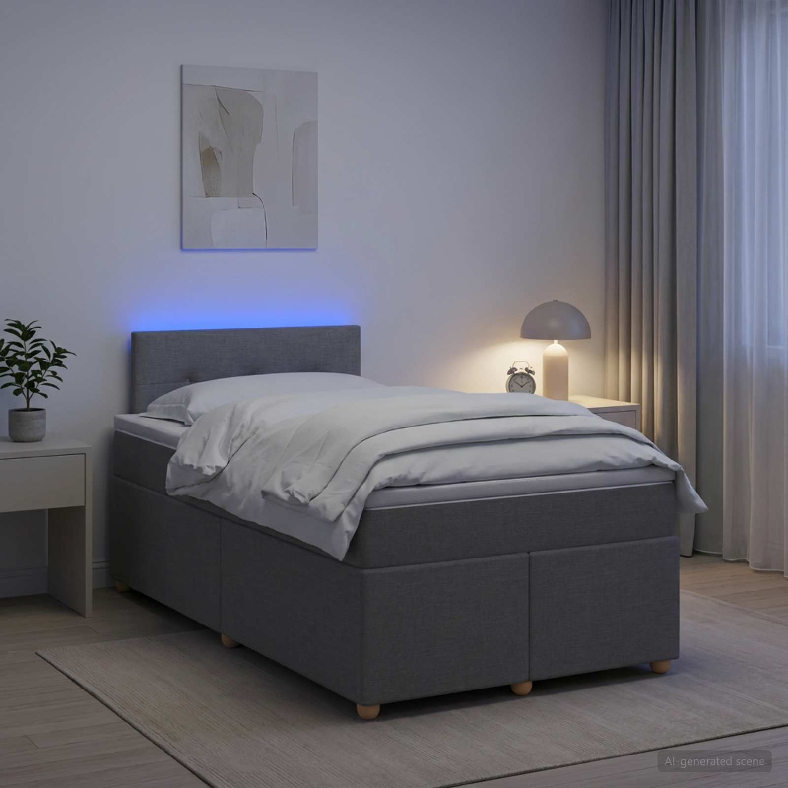 Κρεβάτι box spring με στρώμα Ανοιχτό γκρι 120 x 190 cm Ύφασμα