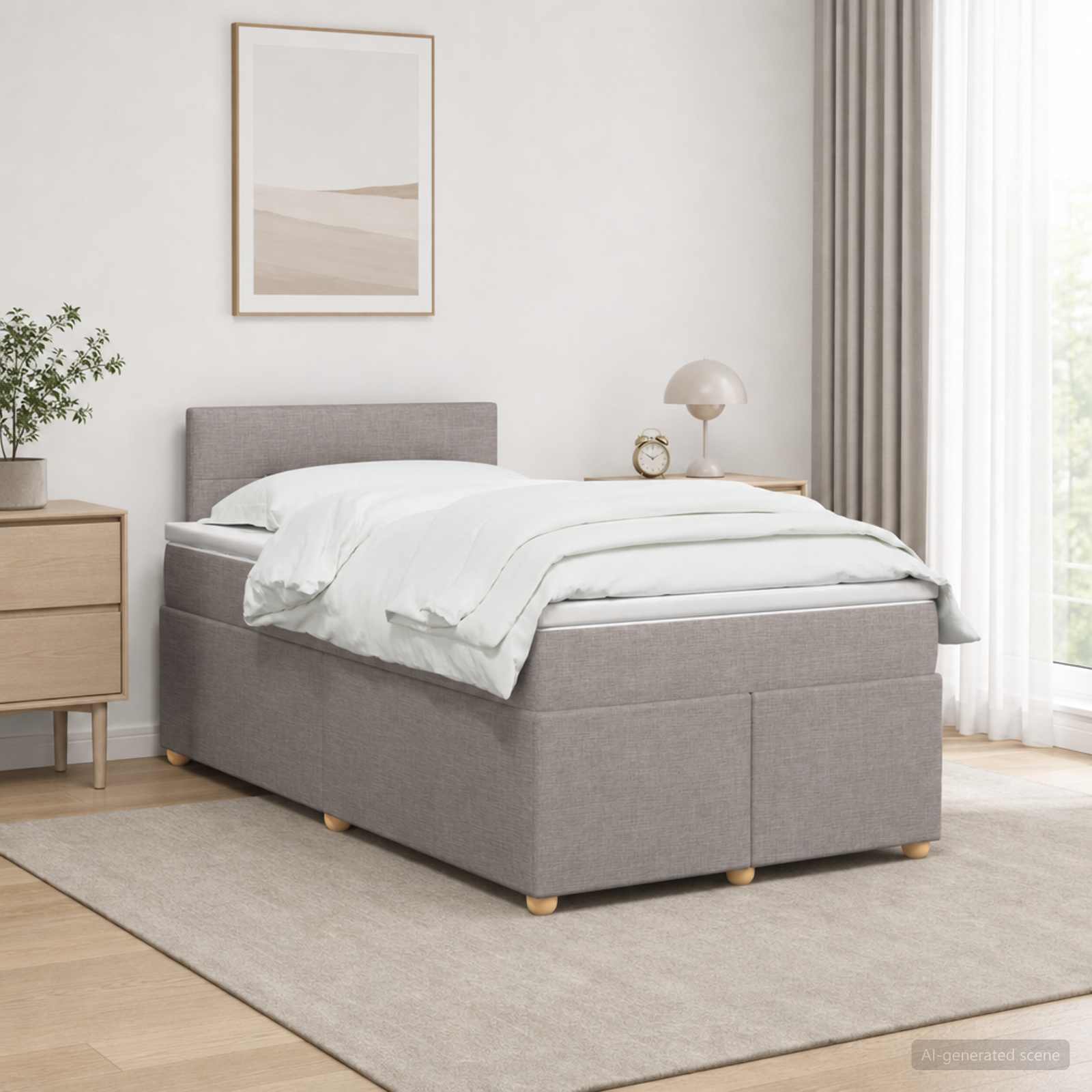 Κρεβάτι box spring με στρώμα Taupe 120 x 200 cm Ύφασμα