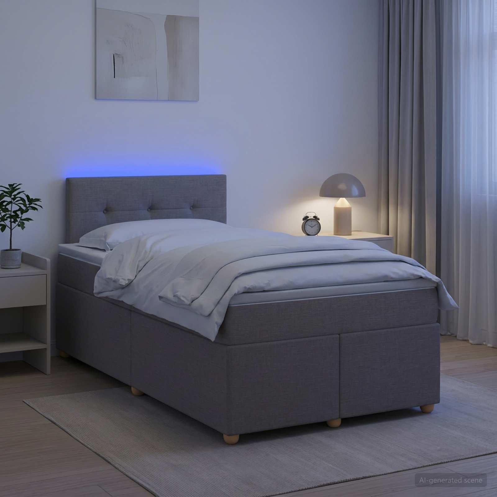 Κρεβάτι box spring με στρώμα Taupe 120 x 190 cm Ύφασμα