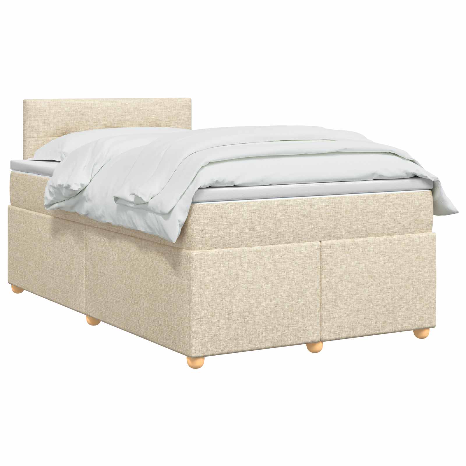 Κρεβάτι box spring με στρώμα Κρεμ 120 x 190 cm Ύφασμα