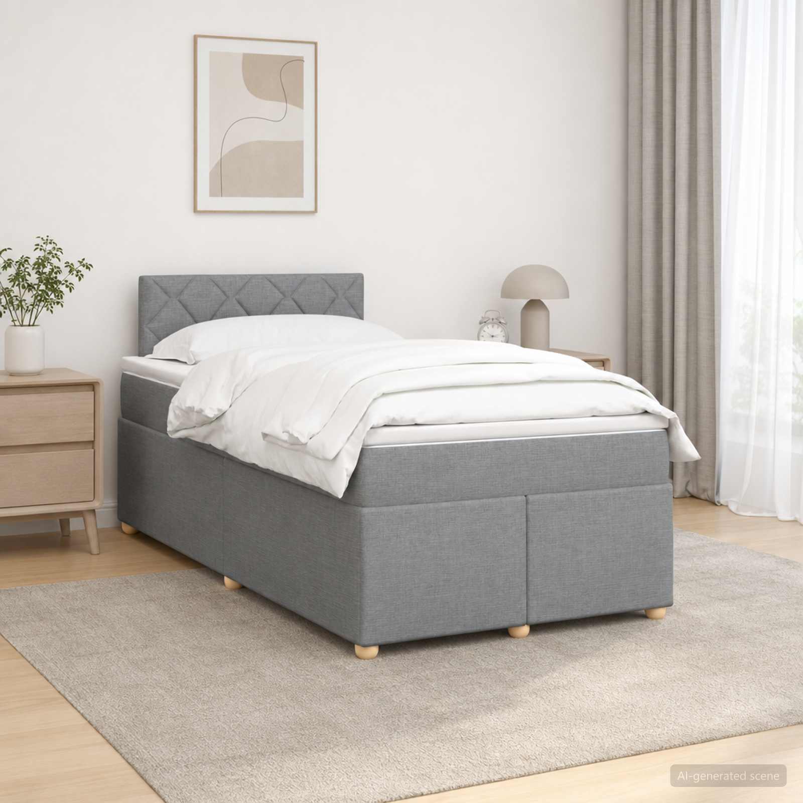 Κρεβάτι box spring με στρώμα Ανοιχτό γκρι 120 x 200 cm Ύφασμα