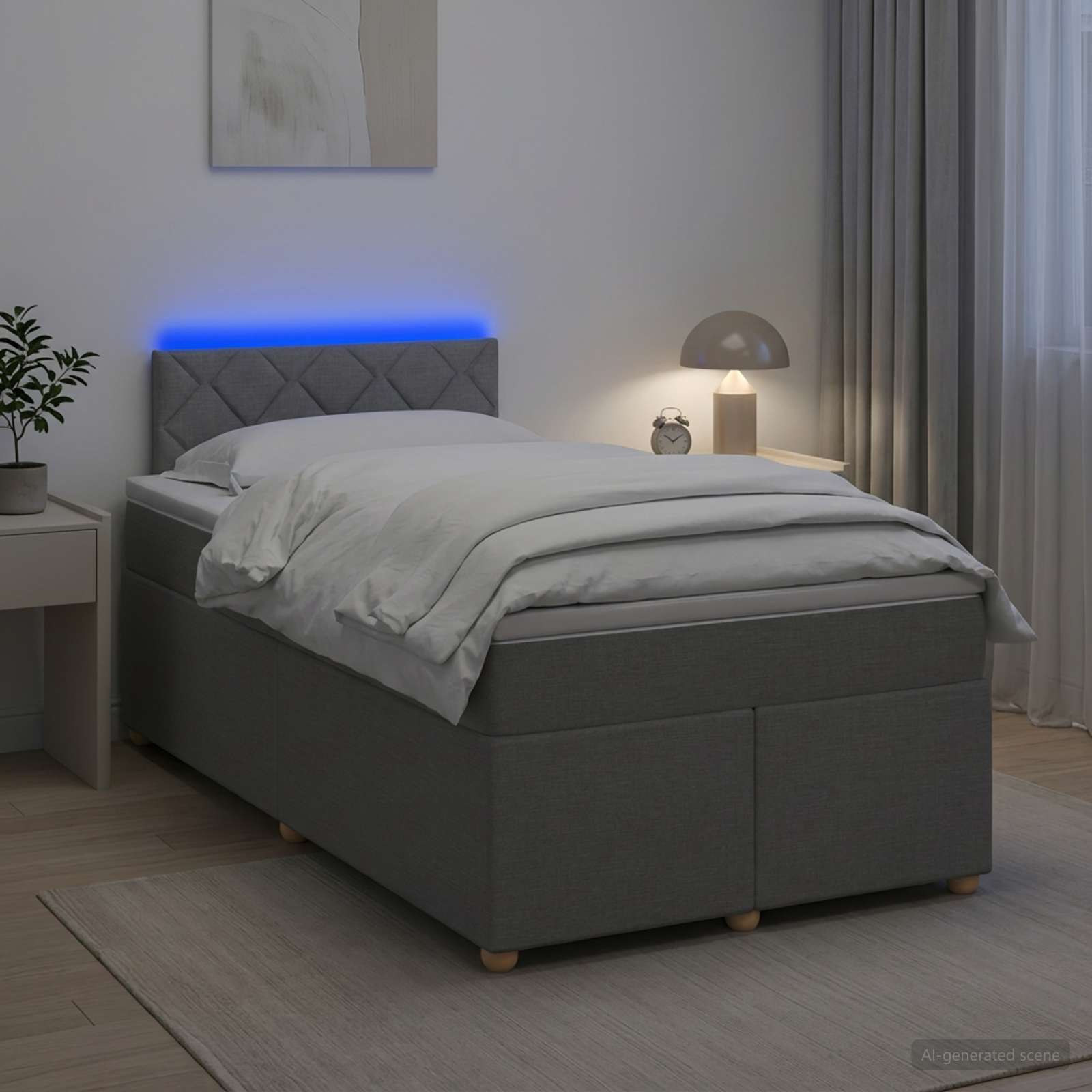 Κρεβάτι box spring με στρώμα Ανοιχτό γκρι 120 x 190 cm Ύφασμα