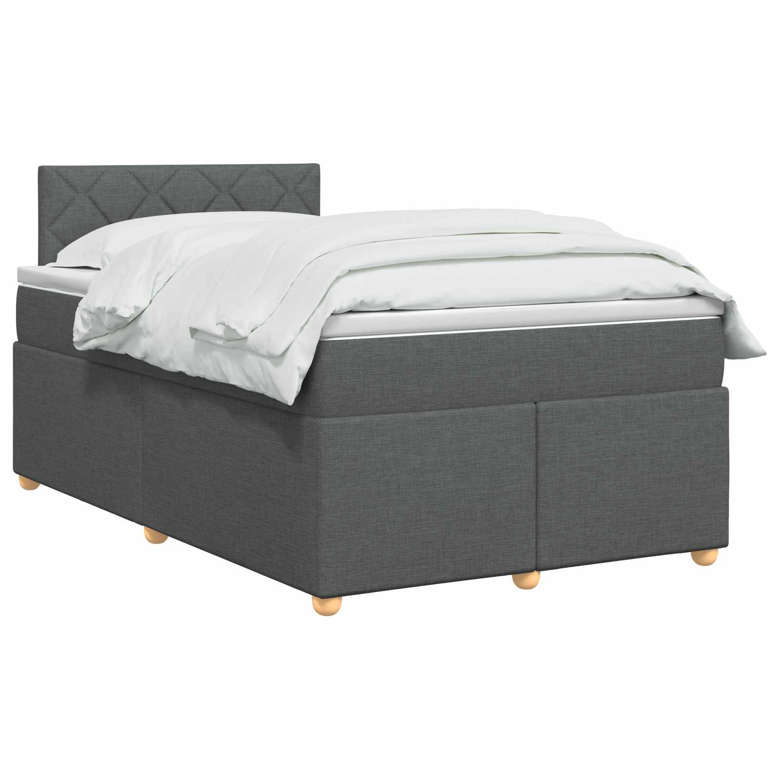 Κρεβάτι box spring με στρώμα Σκούρο Γκρι 120 x 190 cm Ύφασμα - Pakobazaar