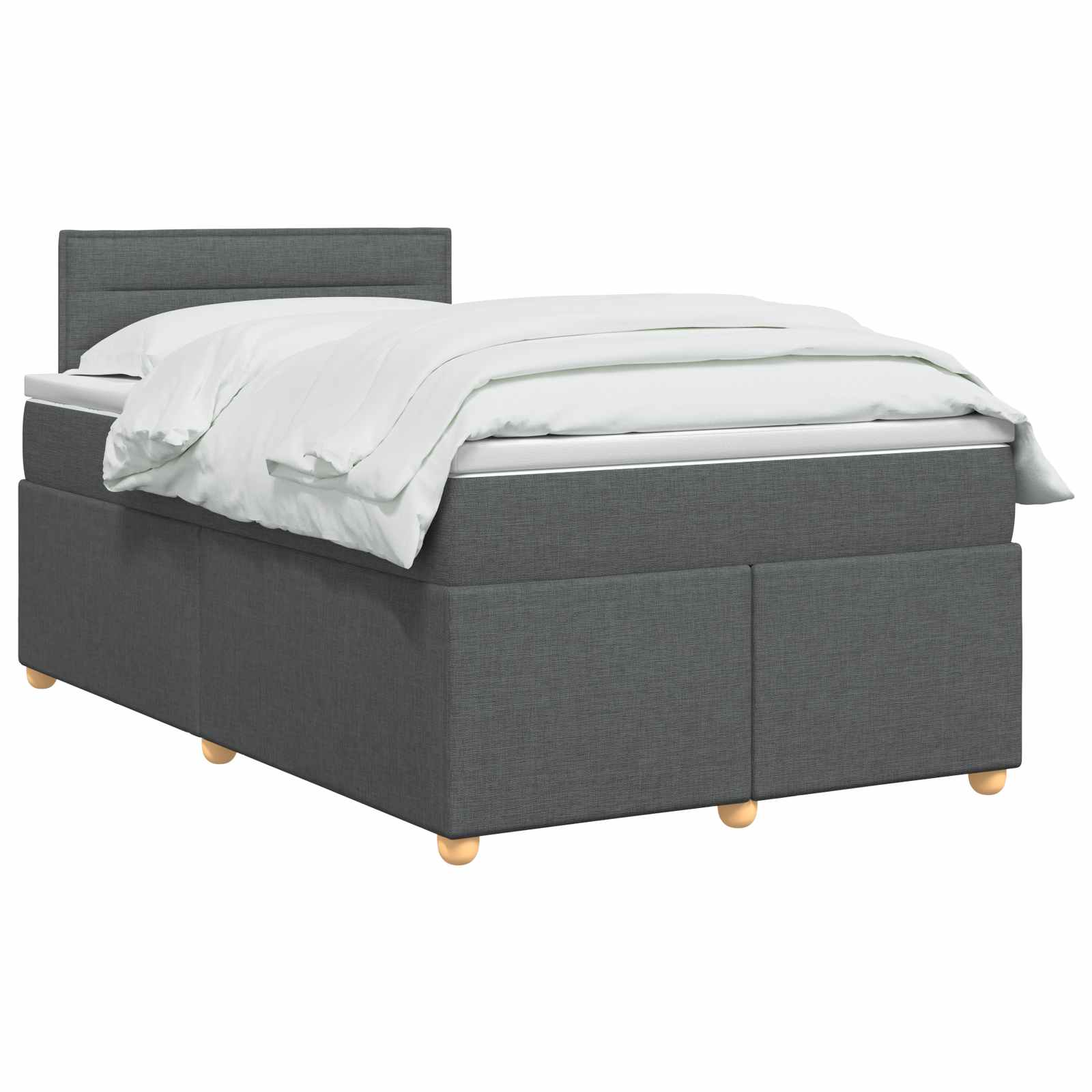 Κρεβάτι box spring με στρώμα Σκούρο Γκρι 120 x 200 cm Ύφασμα - Pakobazaar