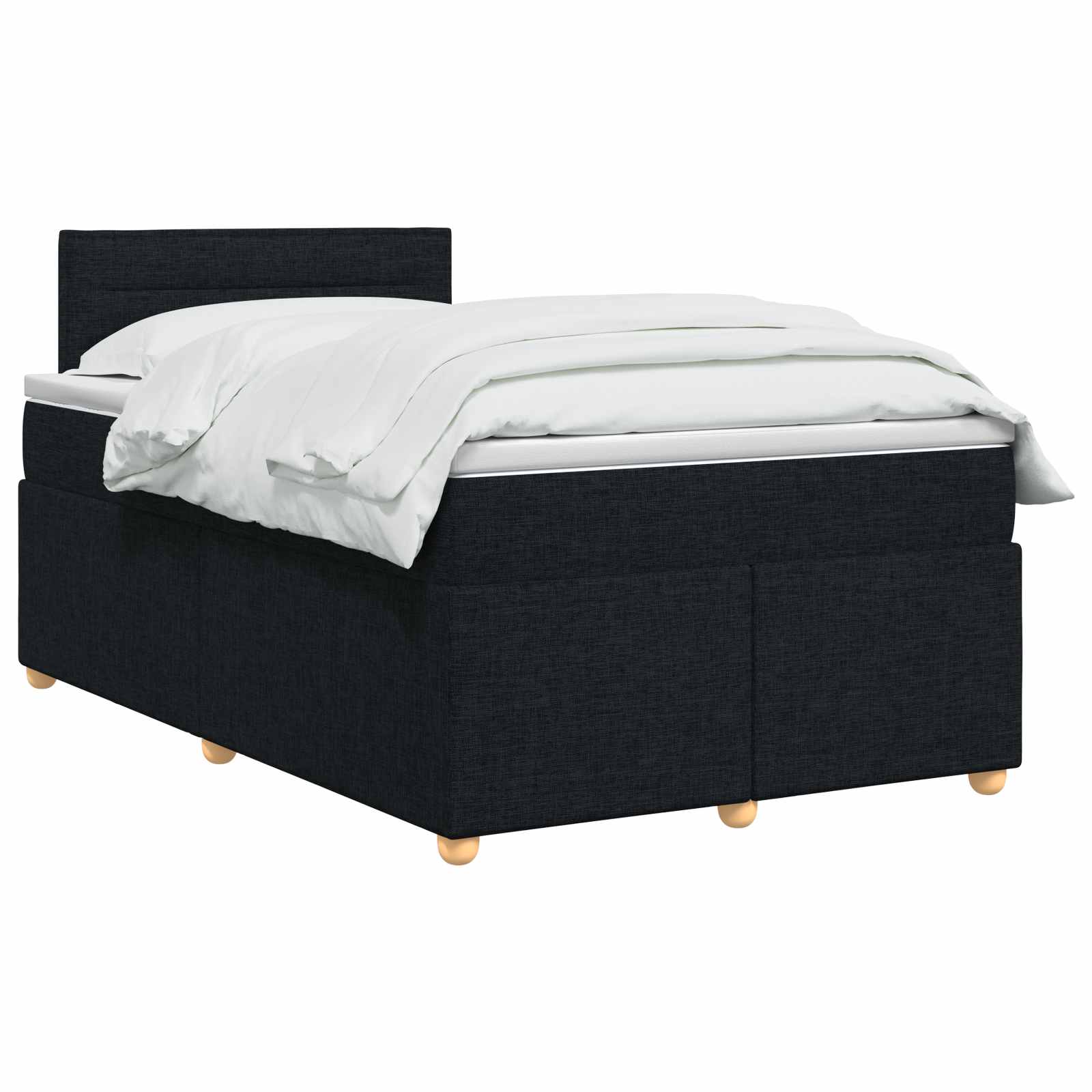 Κρεβάτι box spring με στρώμα Μαύρο 120 x 200 cm Ύφασμα - Pakobazaar