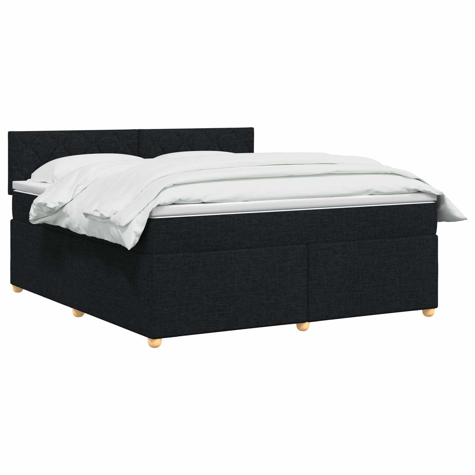 Κρεβάτι box spring με στρώμα Μαύρο 140 x 190 cm Ύφασμα - Pakobazaar