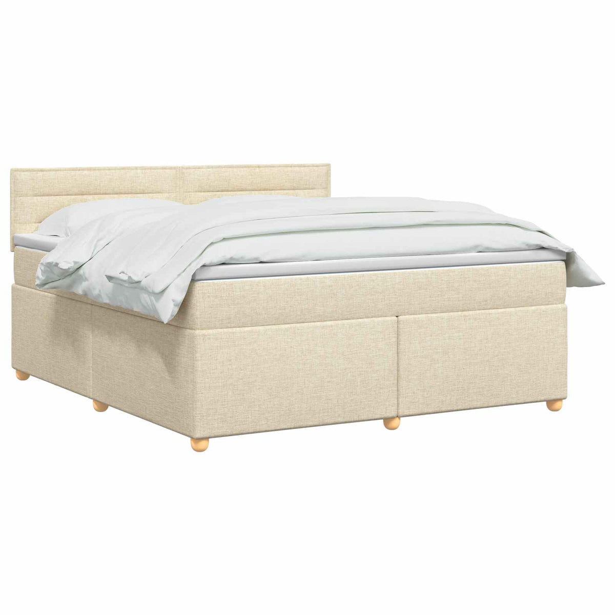 Κρεβάτι box spring με στρώμα Κρεμ 160 x 200 cm Ύφασμα