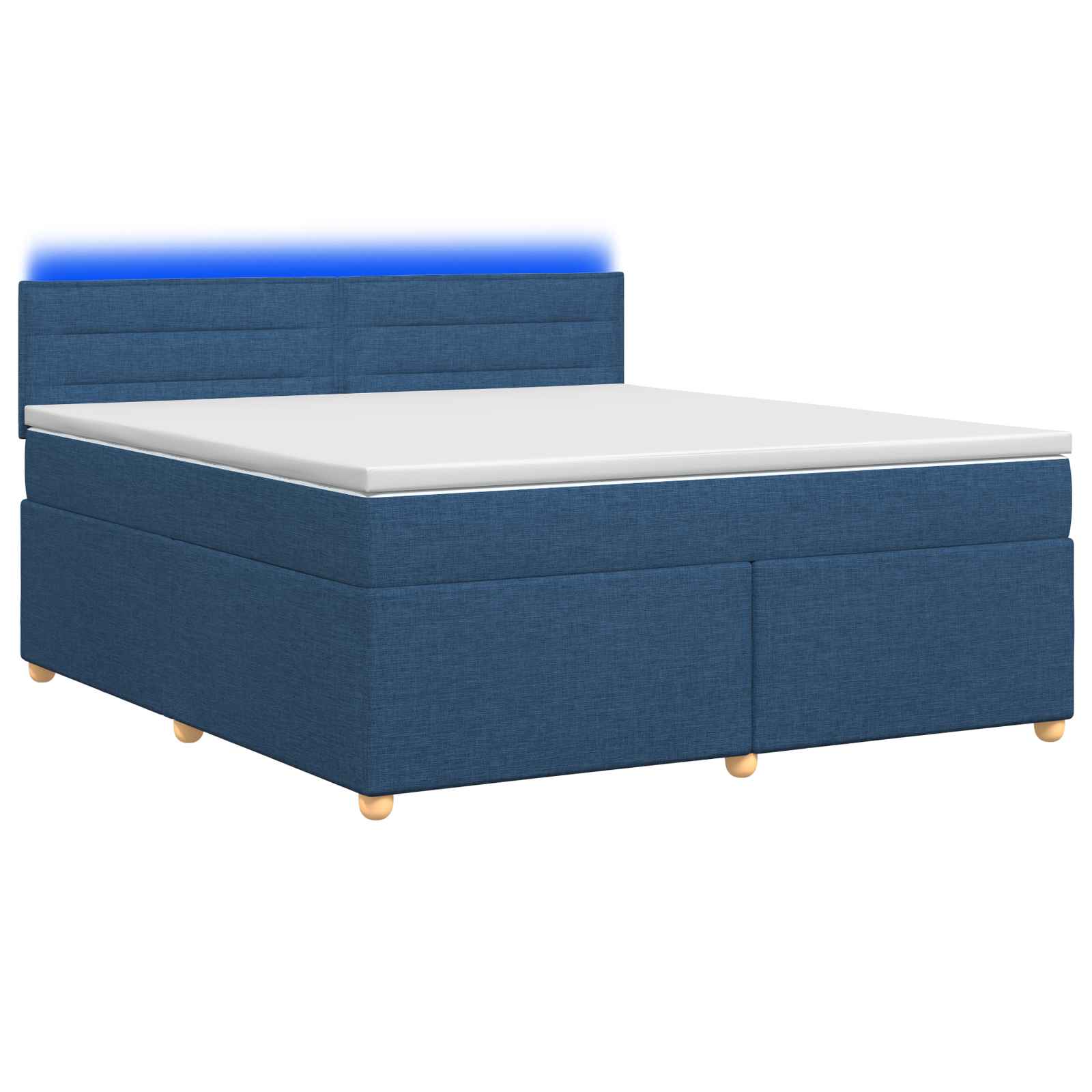 Κρεβάτι box spring με στρώμα Μπλε 160 x 200 cm Ύφασμα - Pakobazaar