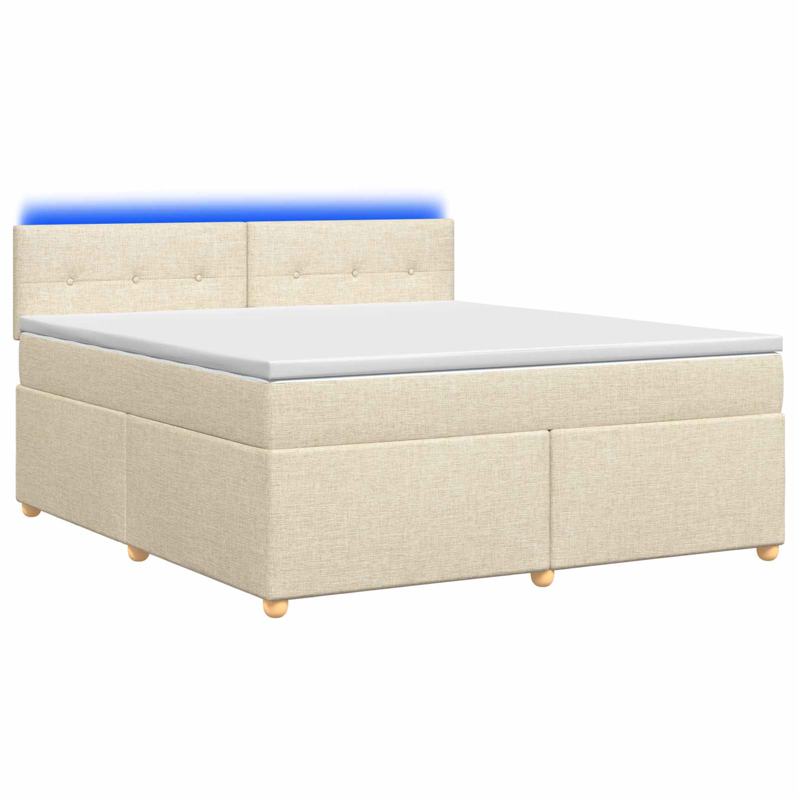 Κρεβάτι box spring με στρώμα Κρεμ 160 x 200 cm Ύφασμα - Pakobazaar