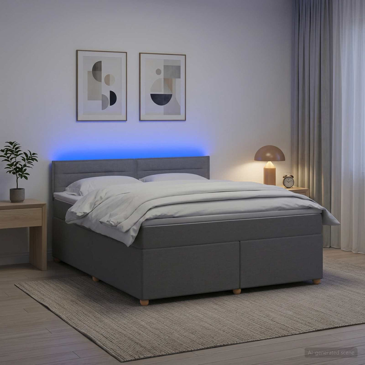 Κρεβάτι box spring με στρώμα Ανοιχτό γκρι 180 x 200 cm Ύφασμα