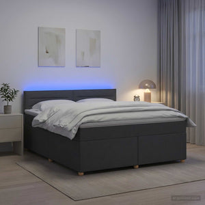 Κρεβάτι box spring με στρώμα Σκούρο Γκρι 180 x 200 cm Ύφασμα