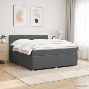 Κρεβάτι box spring με στρώμα Σκούρο Γκρι 180 x 200 cm Ύφασμα