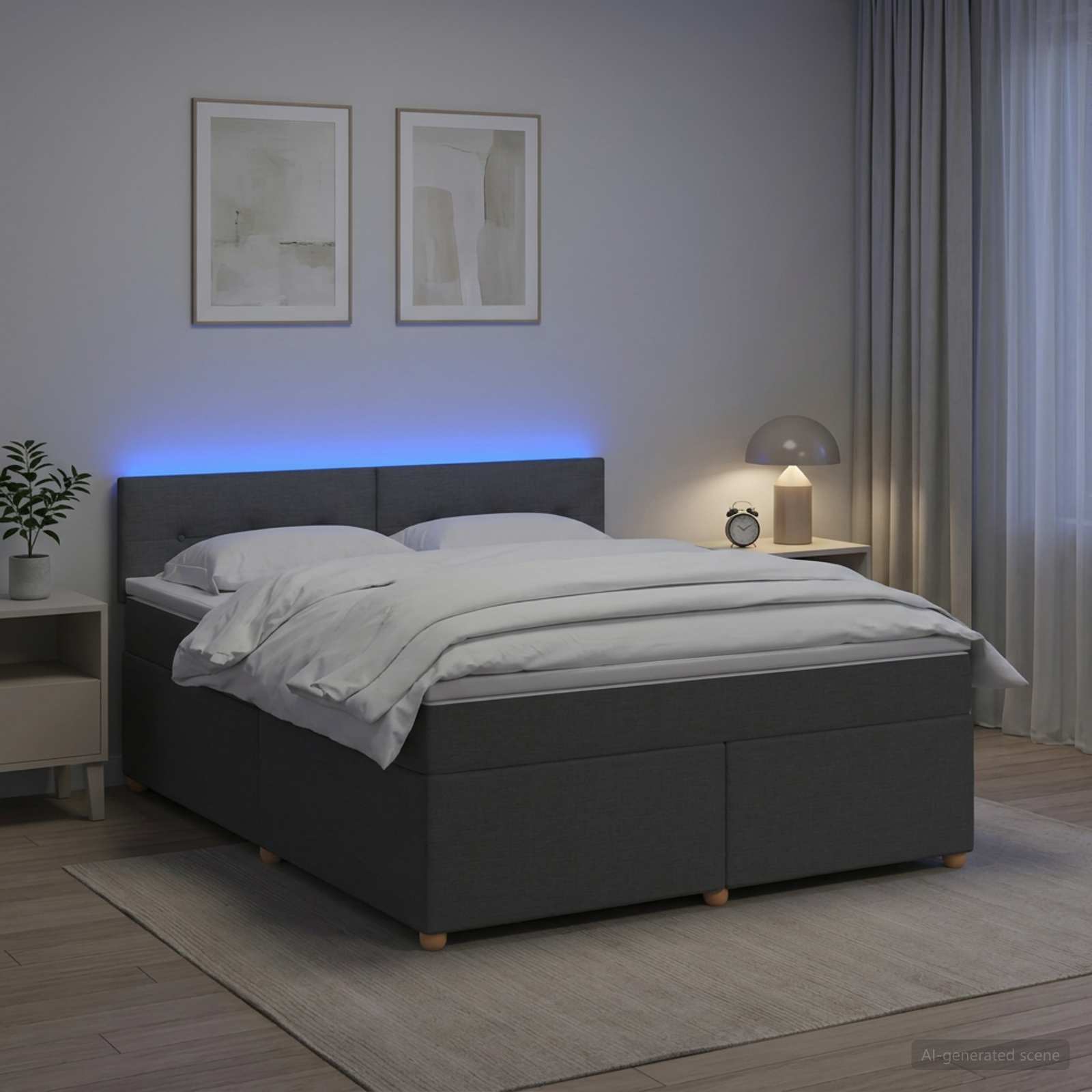 Κρεβάτι box spring με στρώμα Σκούρο Γκρι 180 x 200 cm Ύφασμα