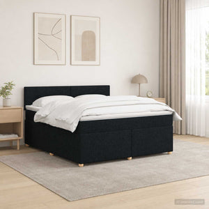 Κρεβάτι box spring με στρώμα Μαύρο 140 x 200 cm Ύφασμα - Pakobazaar