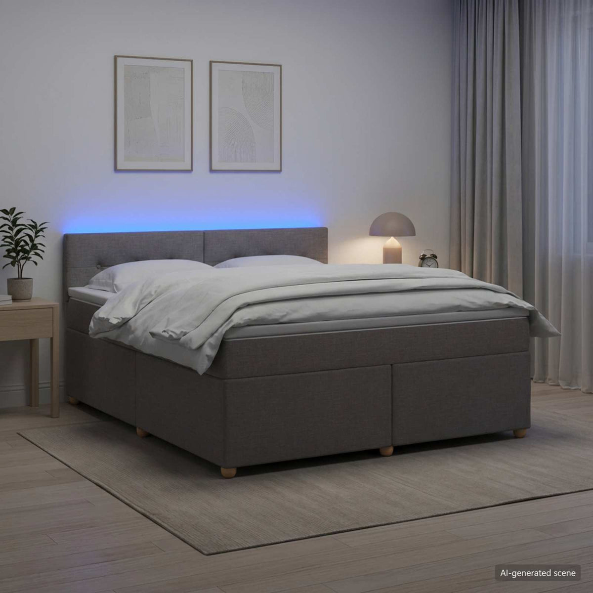 Κρεβάτι box spring με στρώμα Taupe 140 x 190 cm Ύφασμα