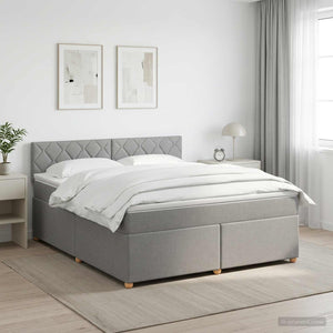 Κρεβάτι box spring με στρώμα Ανοιχτό γκρι 140 x 200 cm Ύφασμα - Pakobazaar