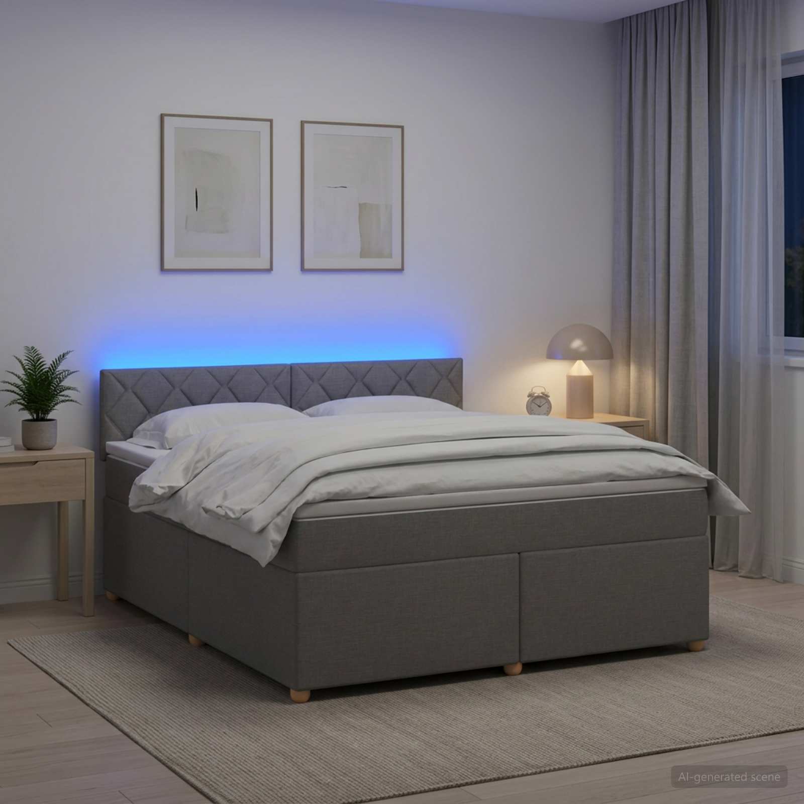 Κρεβάτι box spring με στρώμα Ανοιχτό γκρι 140 x 200 cm Ύφασμα - Pakobazaar