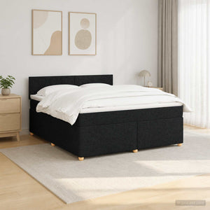 Κρεβάτι box spring με στρώμα Μαύρο 140 x 190 cm Ύφασμα - Pakobazaar