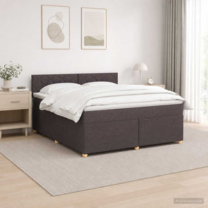 Κρεβάτι box spring με στρώμα Σκούρο Καφέ 180 x 200 cm Ύφασμα - Pakobazaar