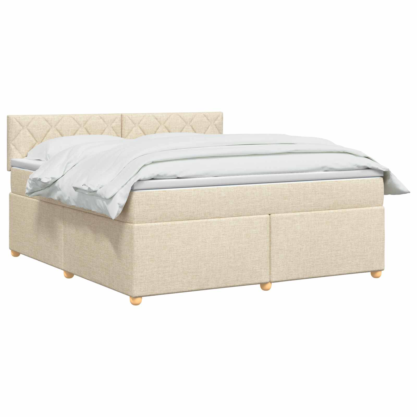 Κρεβάτι box spring με στρώμα Κρεμ 180 x 200 cm Ύφασμα - Pakobazaar