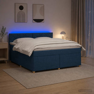 Κρεβάτι box spring με στρώμα Μπλε 140 x 190 cm Ύφασμα