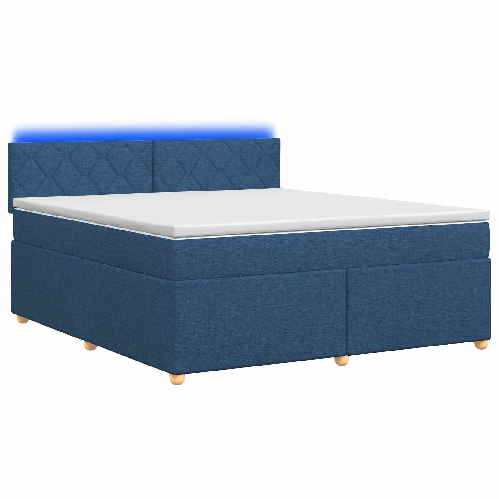 Κρεβάτι box spring με στρώμα Μπλε 180 x 200 cm Ύφασμα - Pakobazaar