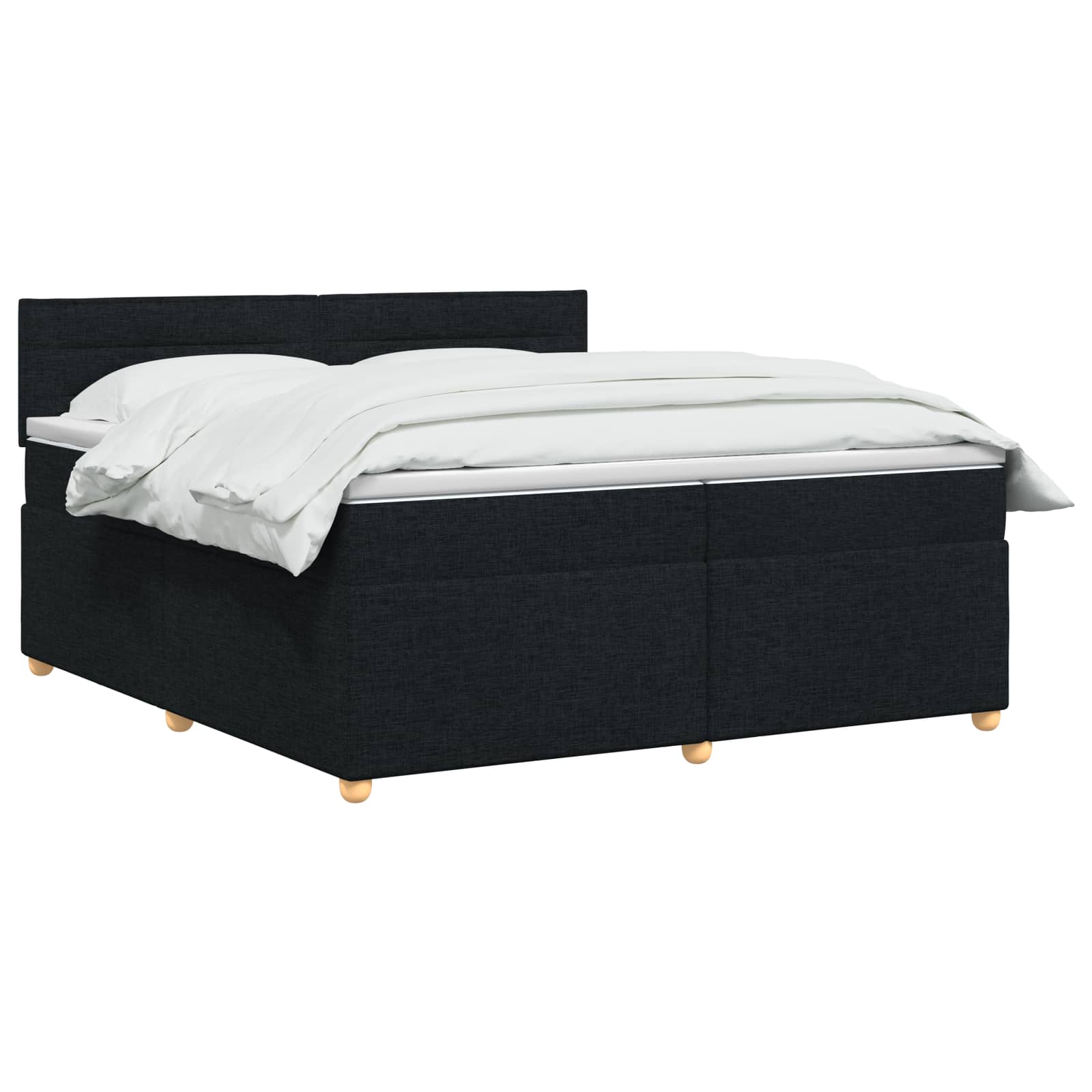 Κρεβάτι box spring με στρώμα Μαύρο 200 x 200 cm Ύφασμα - Pakobazaar
