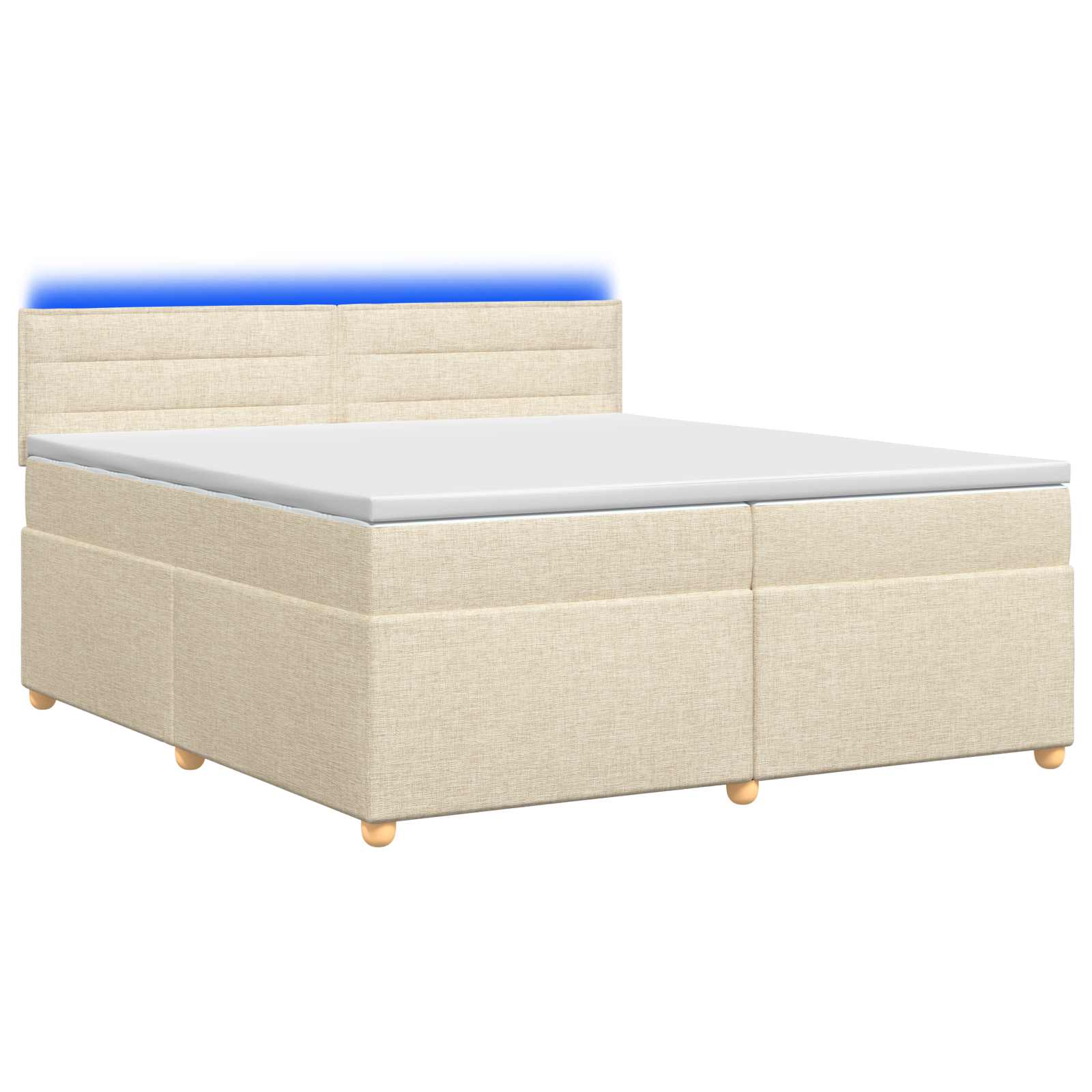 Κρεβάτι box spring με στρώμα Κρεμ 200 x 200 cm Ύφασμα