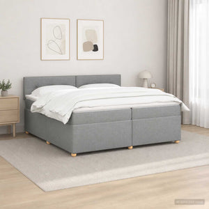 Κρεβάτι box spring με στρώμα Ανοιχτό γκρι 200 x 200 cm Ύφασμα - Pakobazaar