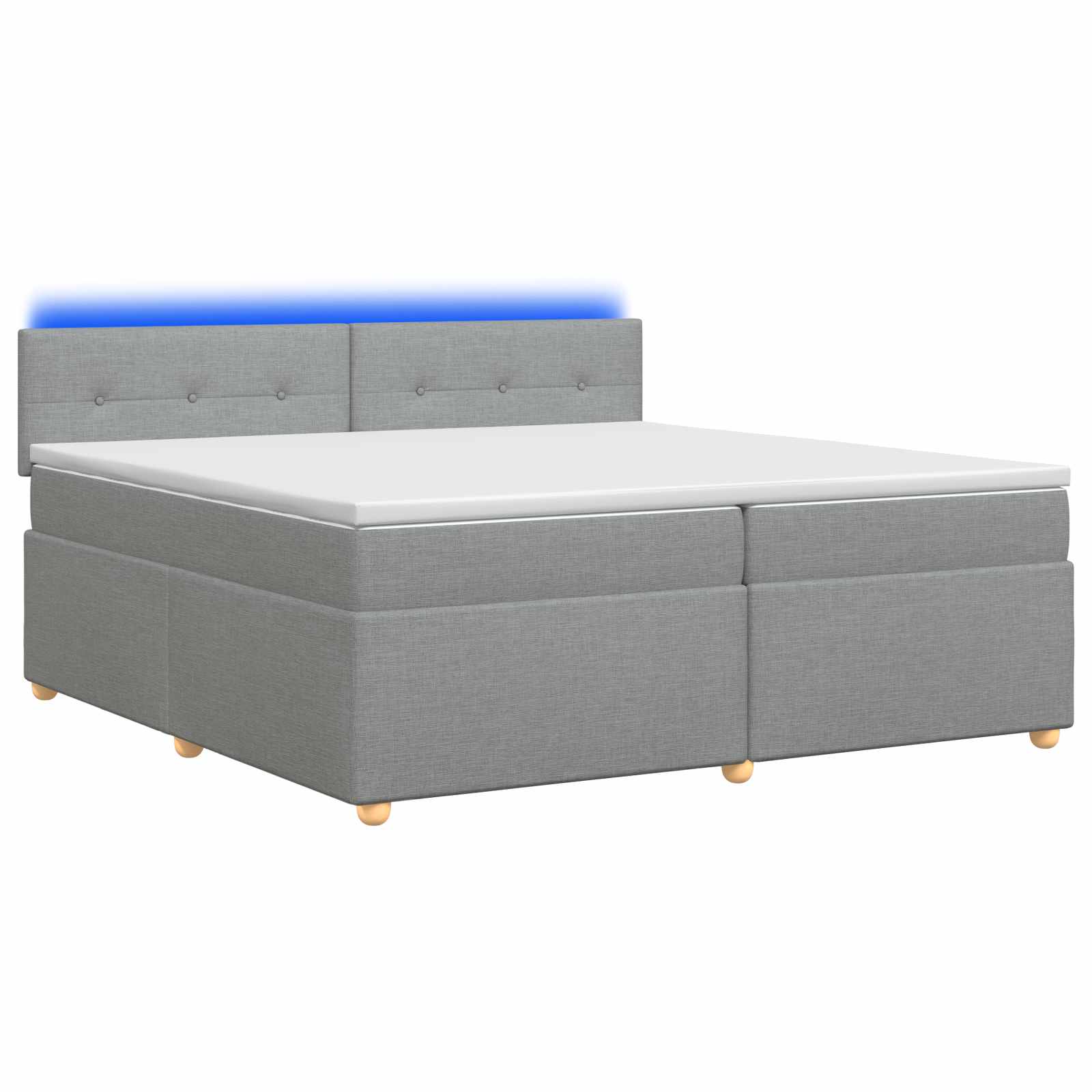 Κρεβάτι box spring με στρώμα Ανοιχτό γκρι 200 x 200 cm Ύφασμα - Pakobazaar