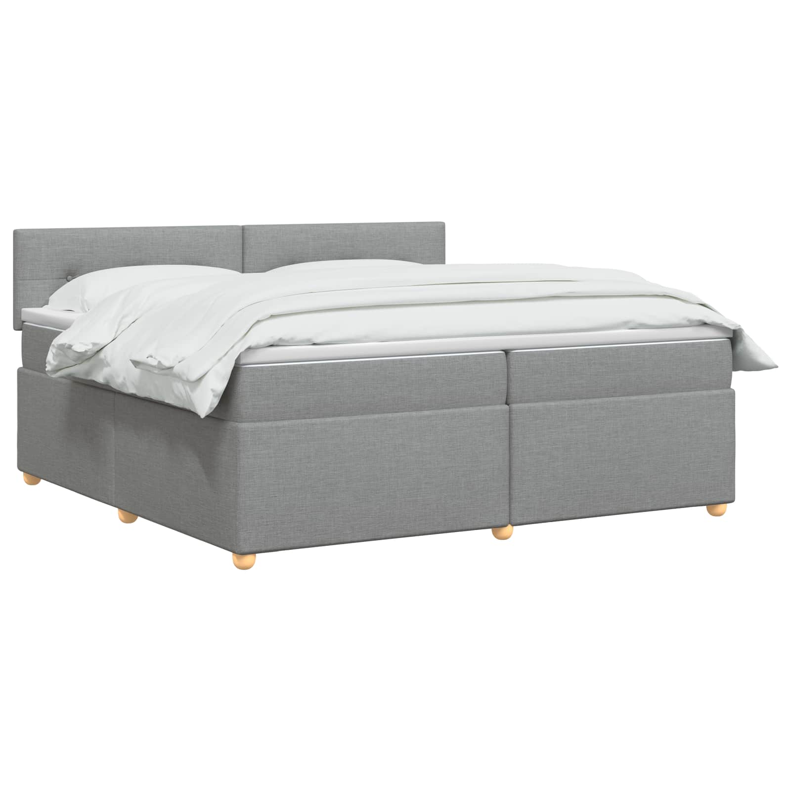 Κρεβάτι box spring με στρώμα Ανοιχτό γκρι 200 x 200 cm Ύφασμα - Pakobazaar