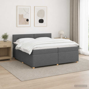 Κρεβάτι box spring με στρώμα Σκούρο Γκρι 200 x 200 cm Ύφασμα - Pakobazaar