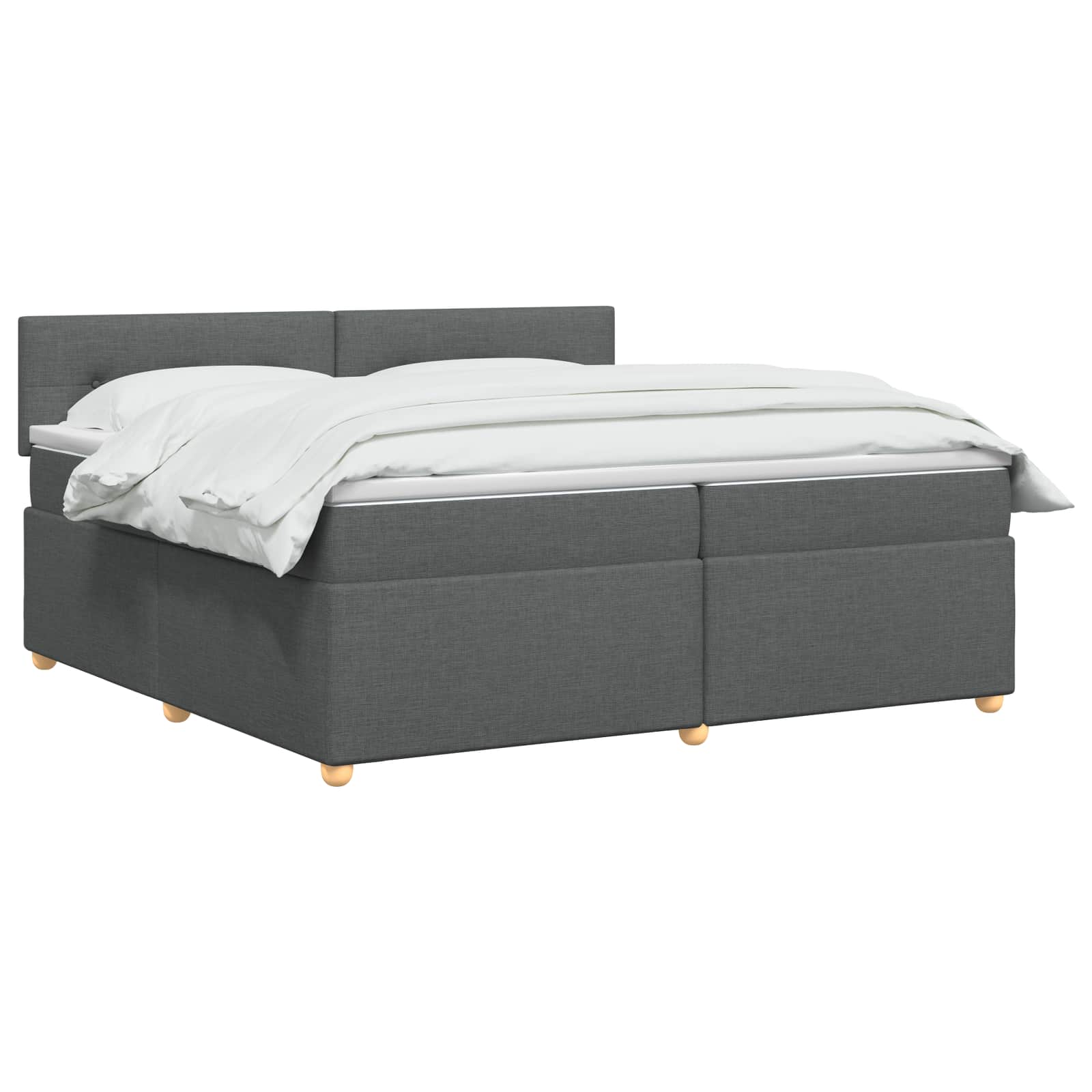 Κρεβάτι box spring με στρώμα Σκούρο Γκρι 200 x 200 cm Ύφασμα - Pakobazaar