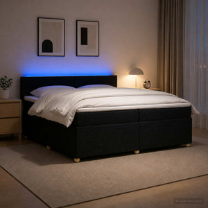 Κρεβάτι box spring με στρώμα Μαύρο 200 x 200 cm Ύφασμα - Pakobazaar
