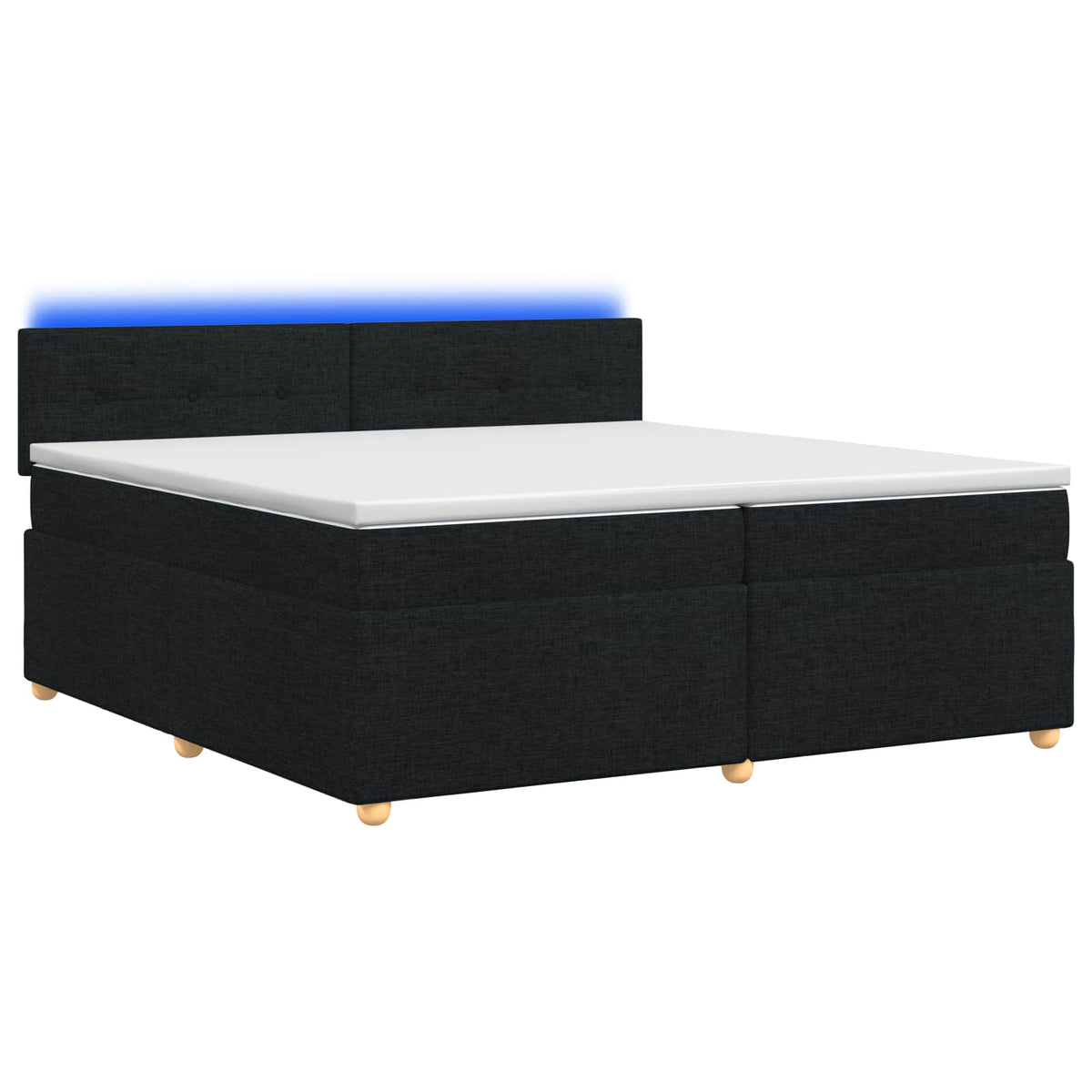 Κρεβάτι box spring με στρώμα Μαύρο 200 x 200 cm Ύφασμα - Pakobazaar