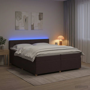 Κρεβάτι box spring με στρώμα Σκούρο Καφέ 200 x 200 cm Ύφασμα - Pakobazaar