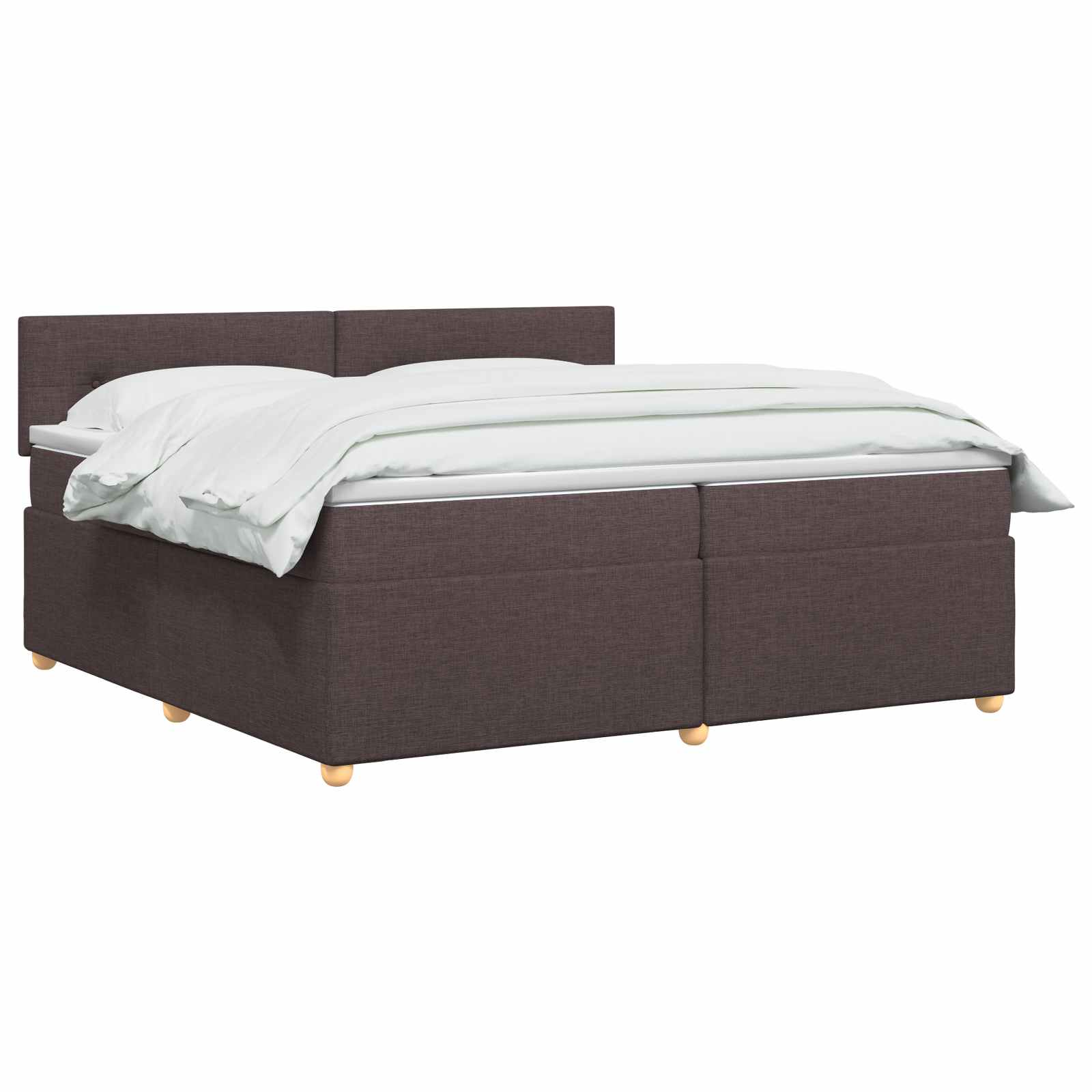 Κρεβάτι box spring με στρώμα Σκούρο Καφέ 200 x 200 cm Ύφασμα - Pakobazaar