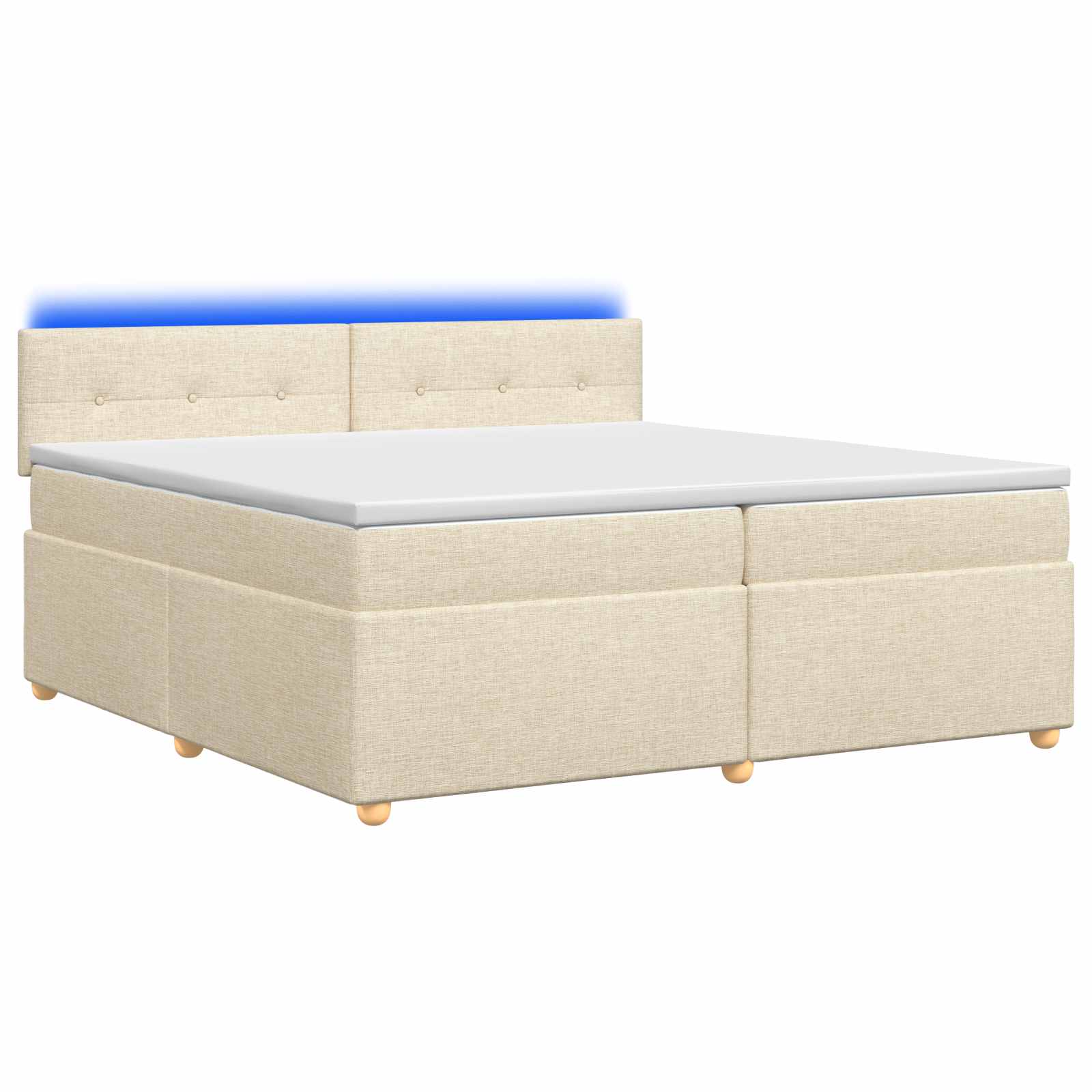 Κρεβάτι box spring με στρώμα Κρεμ 200 x 200 cm Ύφασμα