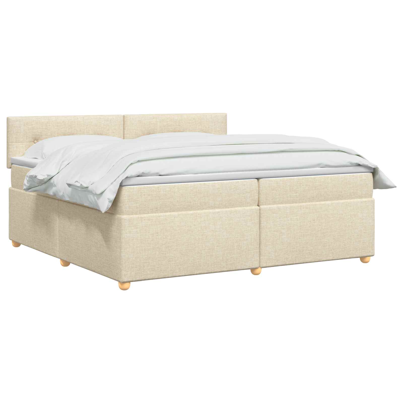 Κρεβάτι box spring με στρώμα Κρεμ 200 x 200 cm Ύφασμα