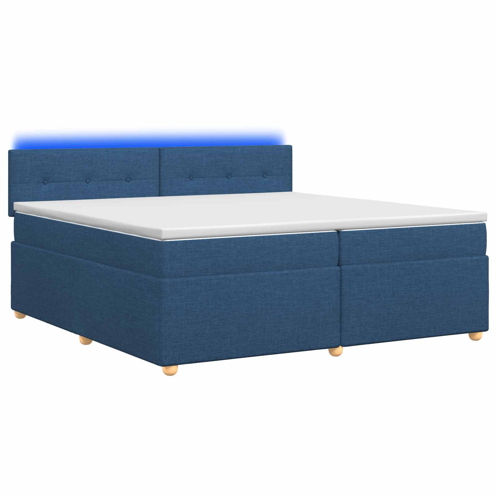 Κρεβάτι box spring με στρώμα Μπλε 200 x 200 cm Ύφασμα