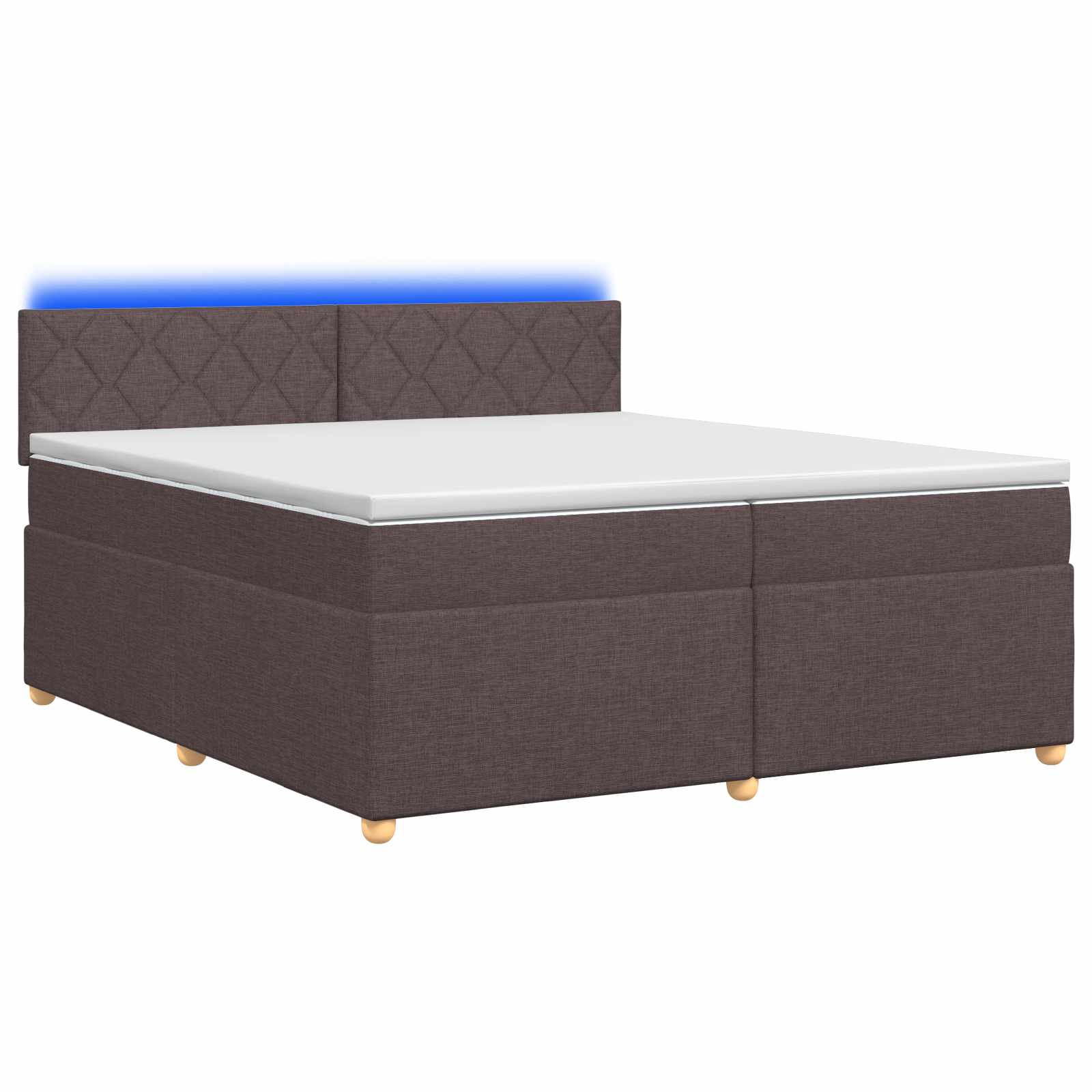 Κρεβάτι box spring με στρώμα Σκούρο Καφέ 200 x 200 cm Ύφασμα - Pakobazaar