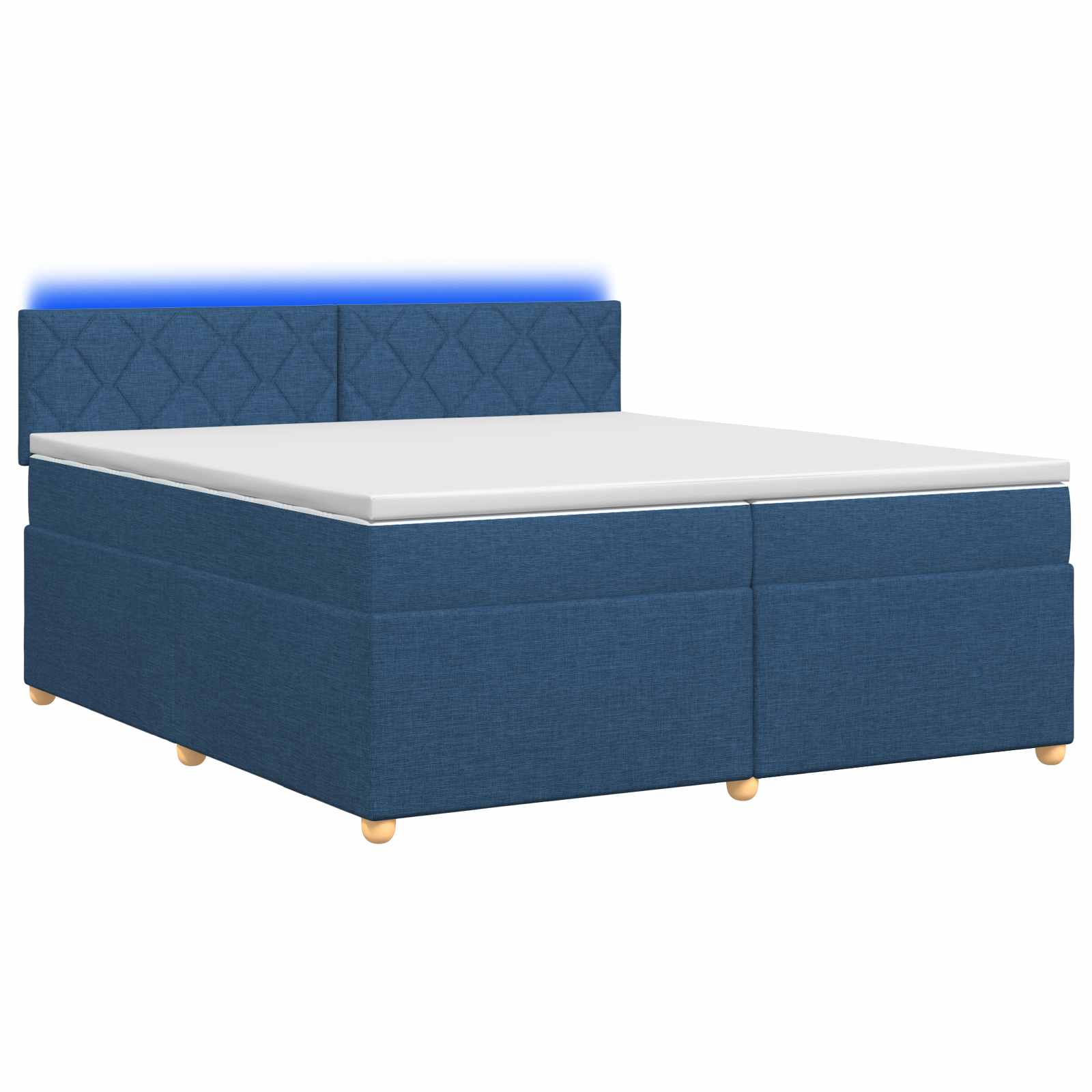 Κρεβάτι box spring με στρώμα Μπλε 200 x 200 cm Ύφασμα - Pakobazaar