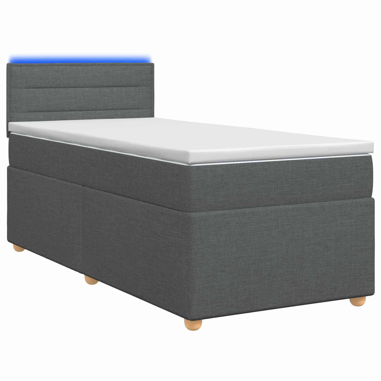 Κρεβάτι Box Spring με Στρώμα και LED Σκούρο Γκρι 90 x 190 cm - Pakobazaar